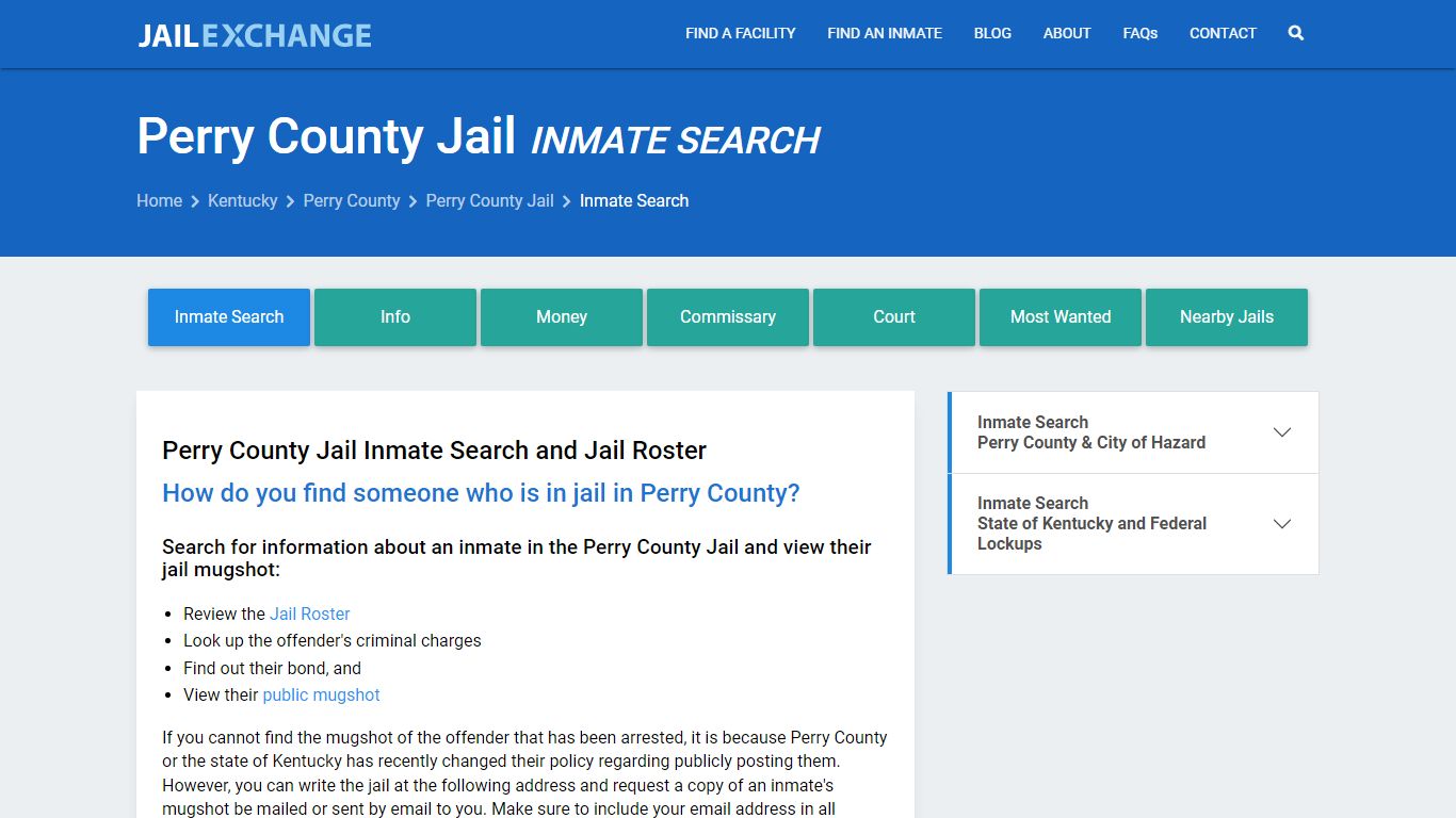 Inmate Search: Roster & Mugshots - Perry County Jail, KY